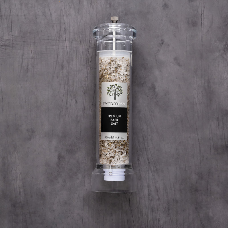 Terramezzo 30cm Natural Basil Salt Premium Mill