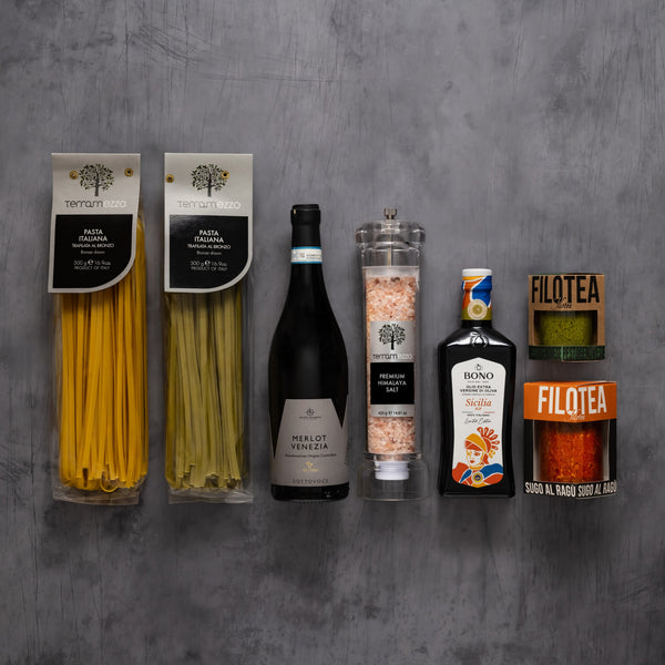 Terramezzo Lemon & Spinach Pasta Lover Gift with Wine