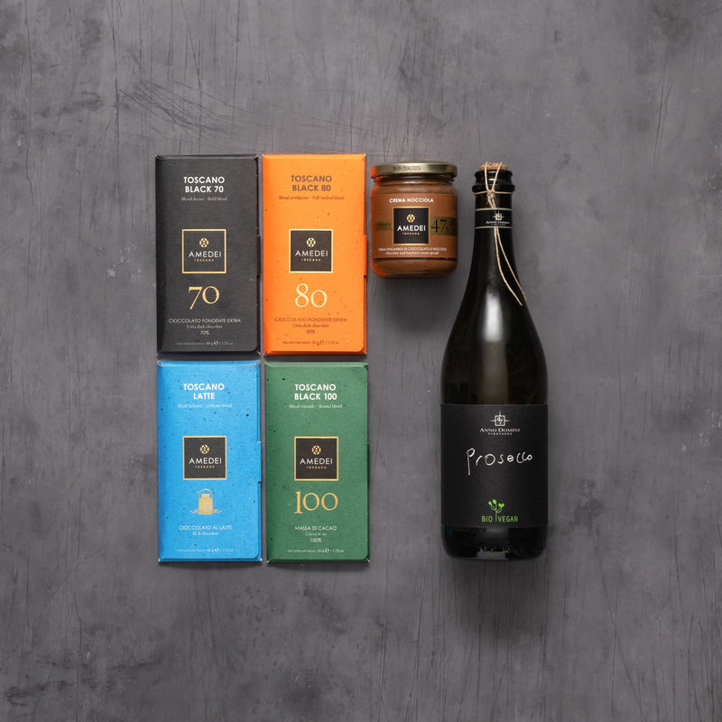 Organic Vegan Prosecco & Amedei Chocolate Gift